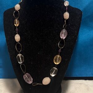 Clear Rock Crystals Silver Necklace